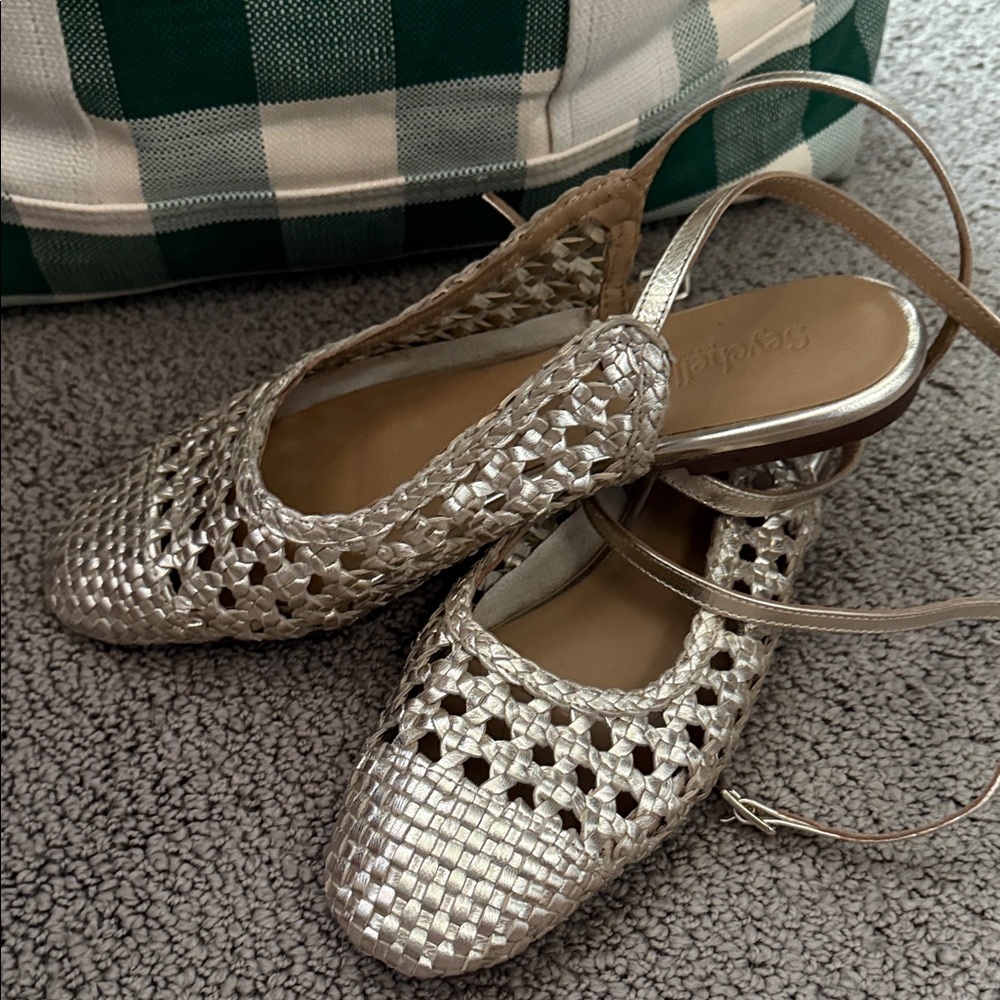 Stylish gold Monet  Woven Slingback Shoes